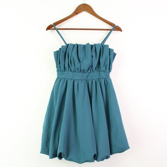 Evolutionary‎ Balloon Hem Mini Dress Teal Size S - Picture 1 of 7